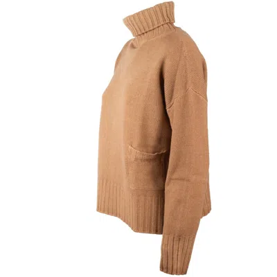 Base Camel Merino Wool Turtleneck Sweater In Brown