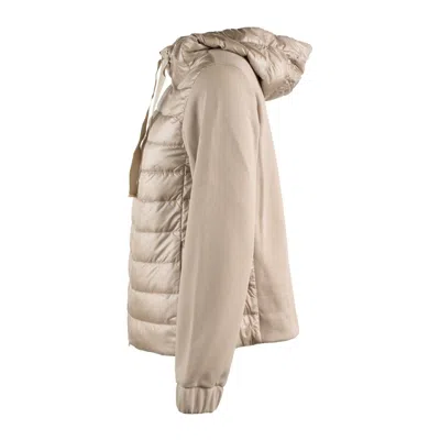 Herno Bimaterial Down Jacket With Hood In Neutral