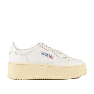 Autry White Leather Medalist Platform Sneakers In Multi