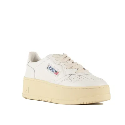 Autry White Leather Medalist Platform Sneakers In Multi