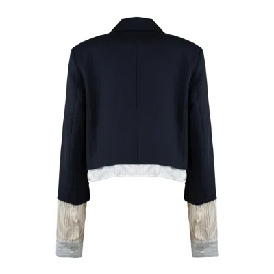 Erika Cavallini Midnight Blue Jacket In Cool Wool In Blue