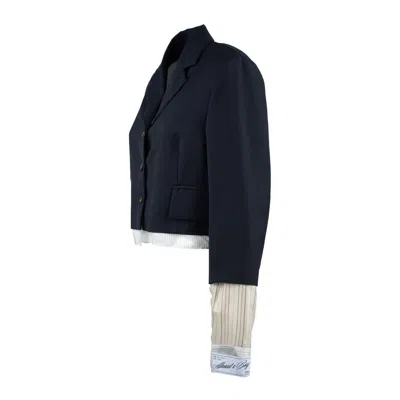Erika Cavallini Midnight Blue Jacket In Cool Wool In Blue