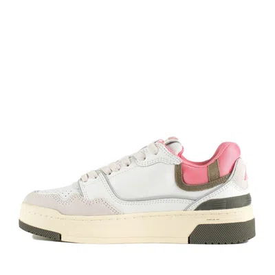 Autry Clc Low Sneakers In Leather And Suede Color White And Geranium In Multi