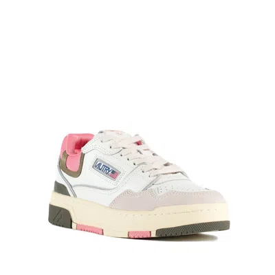 Autry Clc Low Sneakers In Leather And Suede Color White And Geranium In Multi
