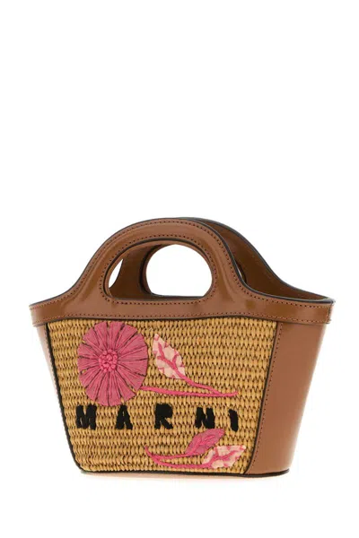 Marni Borsa A Mano In Rafia Caramello  Donna In Brown