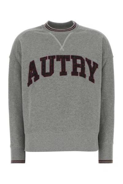 Autry Cotton Sweatshirt With Crew Neck And Long Sleeves In Gray