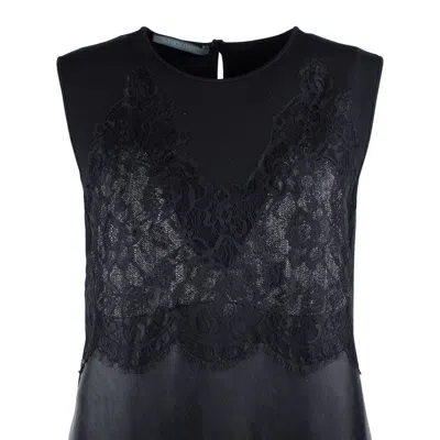 Alberta Ferretti Black Dress With Lace And Pleated Skirt In Black