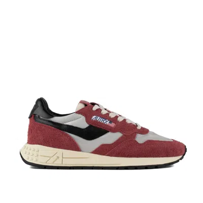 Autry Red And Black Suede And Nylon Reelwind Low Sneakers In Burgundy