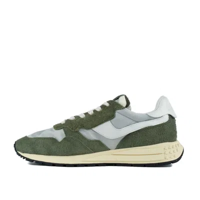 Autry Green And White Suede And Nylon Reelwind Low Sneakers In Green