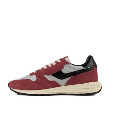 Autry Red And Black Suede And Nylon Reelwind Low Sneakers In Burgundy