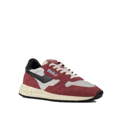 Autry Red And Black Suede And Nylon Reelwind Low Sneakers In Burgundy
