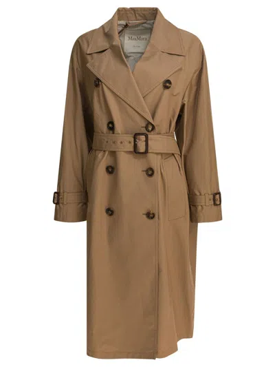 Max Mara The Cube Cotton Blend C Trench With Leather Buckles In Nude