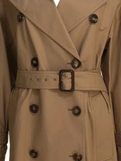 Max Mara The Cube Cotton Blend C Trench With Leather Buckles In Nude