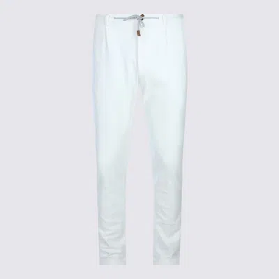 Eleventy Men White Pants With Elastic Drawstring Waist And Tapered Leg In Cotton Blend Stretch Woman In White