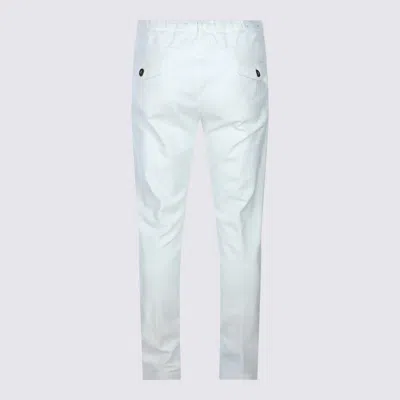 Eleventy Men White Pants With Elastic Drawstring Waist And Tapered Leg In Cotton Blend Stretch Woman In White