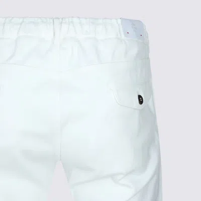 Eleventy Men White Pants With Elastic Drawstring Waist And Tapered Leg In Cotton Blend Stretch Woman In White