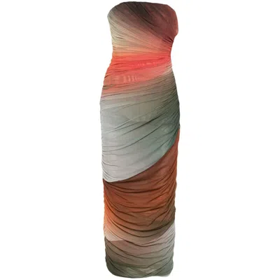 Attico Ruched-detail Gradient Midi Dress In Multi