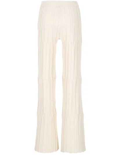 Mrz Pleated Flared Trousers In Neutral