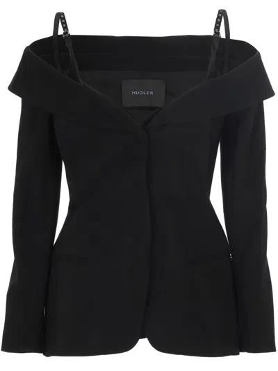 Mugler Women's Long Sleeves Top In Black