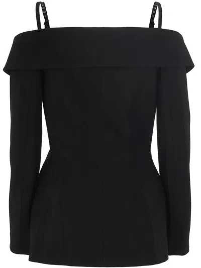 Mugler Women's Long Sleeves Top In Black