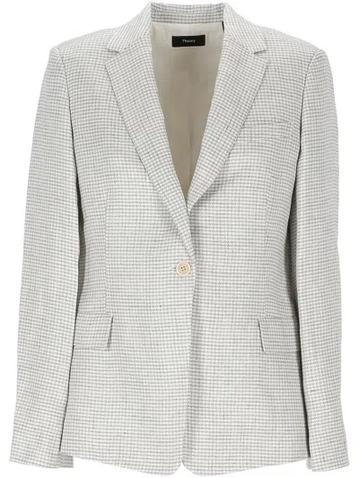 Theory Blazer In Grey Linen In Neutral