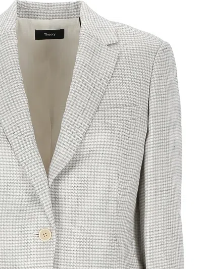 Theory Blazer In Grey Linen In Neutral