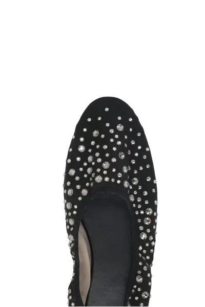 Tory Burch Black Ballet Flats With All-over Crystals Application In Tech Fabric Woman In Black
