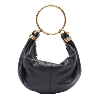 Chloé Small Bracelet Hobo Bag In Grained Leather In Black