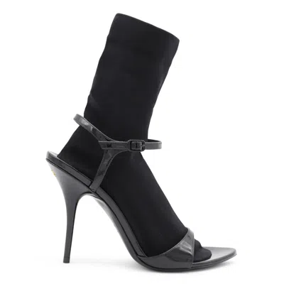 Balenciaga Avenue Sock Black Sandal In Patent Leather And Mesh