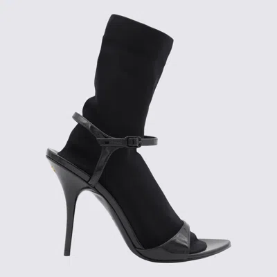 Balenciaga Avenue Sock Black Sandal In Patent Leather And Mesh