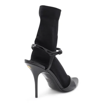 Balenciaga Avenue Sock Black Sandal In Patent Leather And Mesh