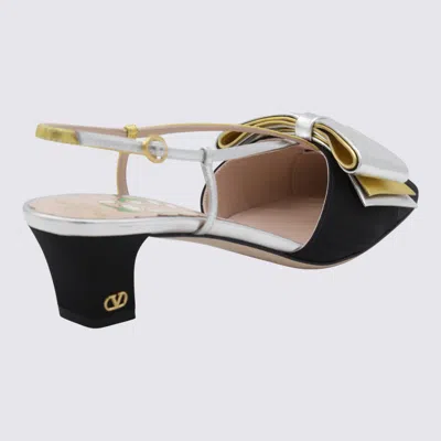 Valentino Bowow Leather-trimmed Satin Slingback Pumps In Black