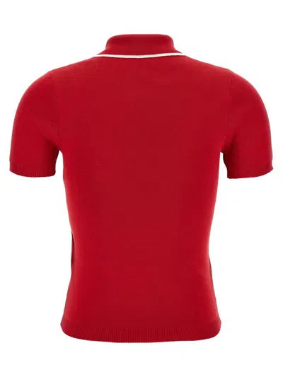 Valentino Knitwear With Cherry Detail And Polo Collar In Red