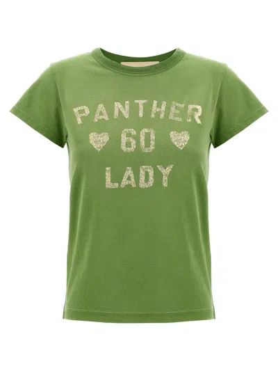 Valentino Panther Lady T-shirt In Green