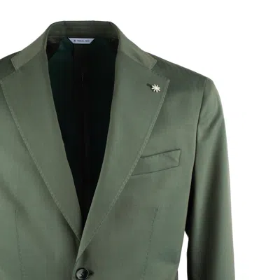 Manuel Ritz Green Virgin Wool Cotton Blend Dress In Green