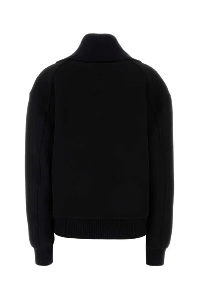 Jil Sander Wool Blend Bomber Jacket With High Collar In Black