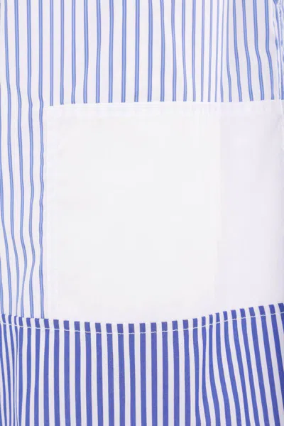Comme Des Garçons Patchwork Striped Shorts In Blue