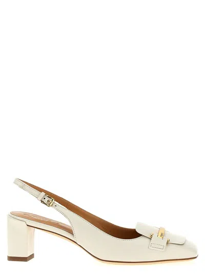 Tod's Square Toe Leather Pumps With Metal Bar In Multi