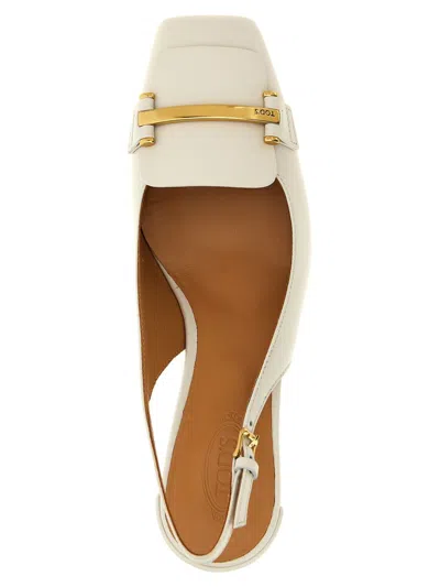 Tod's Square Toe Leather Pumps With Metal Bar In Multi