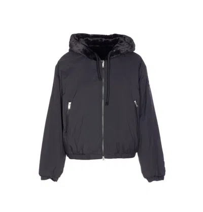 Moose Knuckles Down Jacket With Hooded Elasticated Cuffs In Black