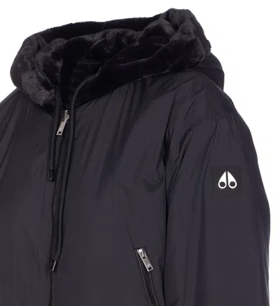 Moose Knuckles Down Jacket With Hooded Elasticated Cuffs In Black