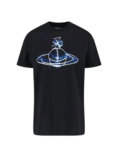 Vivienne Westwood Short Sleeves Crew Neck Graphic Print In Black