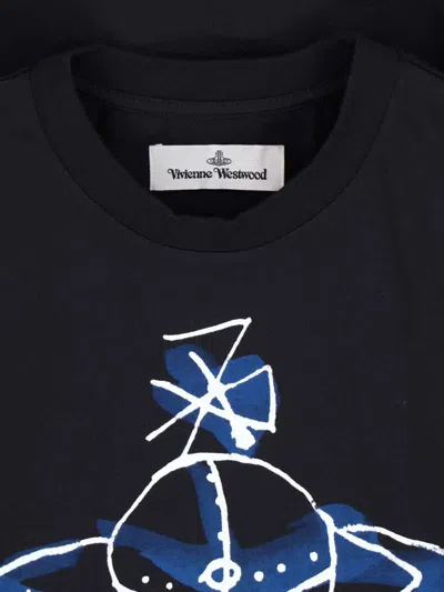 Vivienne Westwood Short Sleeves Crew Neck Graphic Print In Black