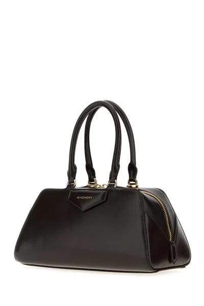 Givenchy Chocolate Leather Mini Antigona Handbag In Brown
