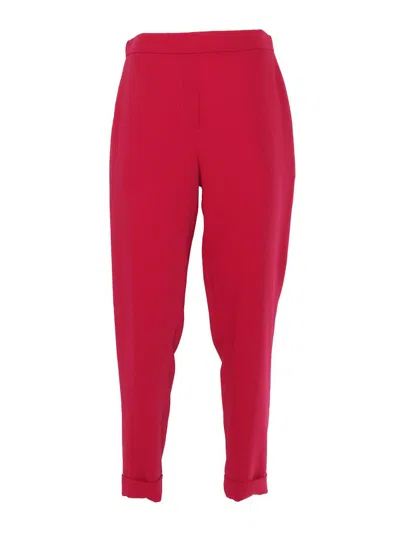 P.a.r.o.s.h Tapered Red Tailored Pants With Elastic Waistband In Pink