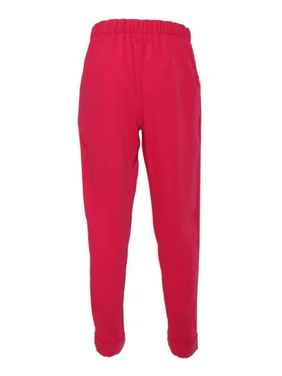 P.a.r.o.s.h Tapered Red Tailored Pants With Elastic Waistband In Pink