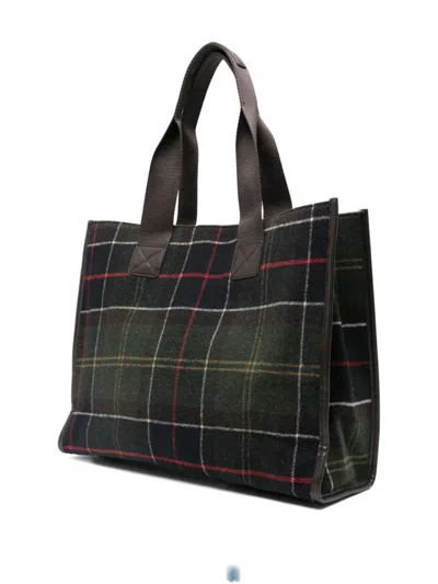 Barbour Turnberry Tote Bag In Wool Blend With Check Pattern In Pink