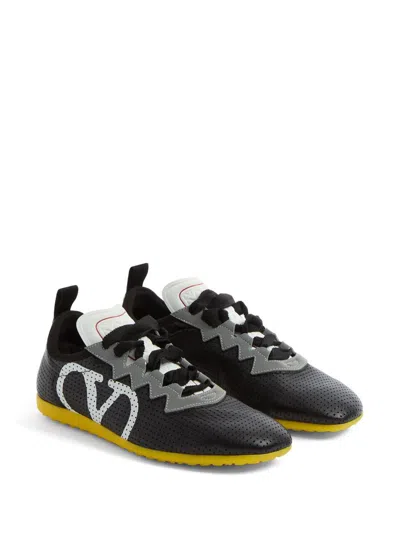 Valentino Garavani Valentino Chromathon Leather Sneaker In Black