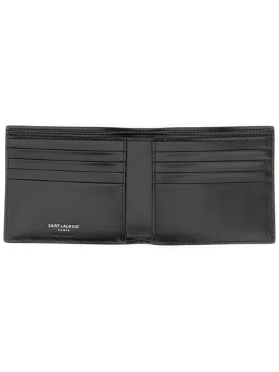 Saint Laurent Tiny Cassandre East/west Wallet In Black