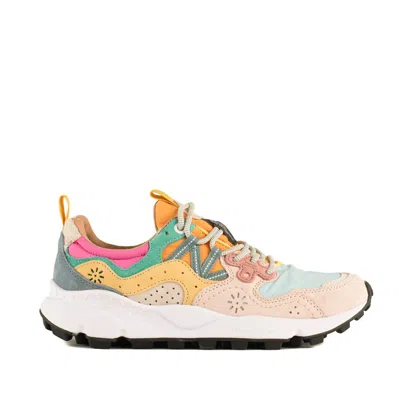 Flower Mountain Yamano 3 Sneakers In Suede And Nylon Rose And Light Violet In Multi
